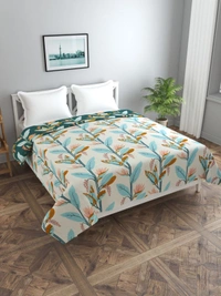 MORADO Glace Cotton Double Bed Reversible Quilt Cover / Duvet Cover / Rajai Cover / Blanket Cover with Zipper (90x100 Inches) - Green