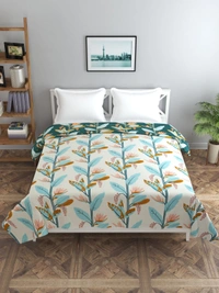 MORADO Glace Cotton Double Bed Reversible Quilt Cover / Duvet Cover / Rajai Cover / Blanket Cover with Zipper (90x100 Inches) - Green