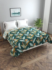 MORADO Glace Cotton Double Bed Reversible Quilt Cover / Duvet Cover / Rajai Cover / Blanket Cover with Zipper (90x100 Inches) - Green