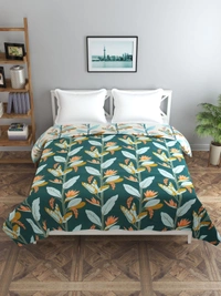 MORADO Glace Cotton Double Bed Reversible Quilt Cover / Duvet Cover / Rajai Cover / Blanket Cover with Zipper (90x100 Inches) - Green