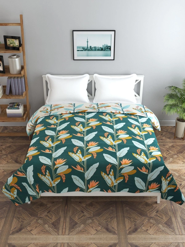 MORADO Glace Cotton Double Bed Reversible Quilt Cover / Duvet Cover / Rajai Cover / Blanket Cover with Zipper (90x100 Inches) - Green