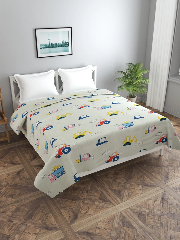 MORADO Glace Cotton Double / Duvet Cover / Rajai Cover / Blanket Cover with Zipper (90x100 Inches, Offwhite) - 90x100 Inches, Offwhite