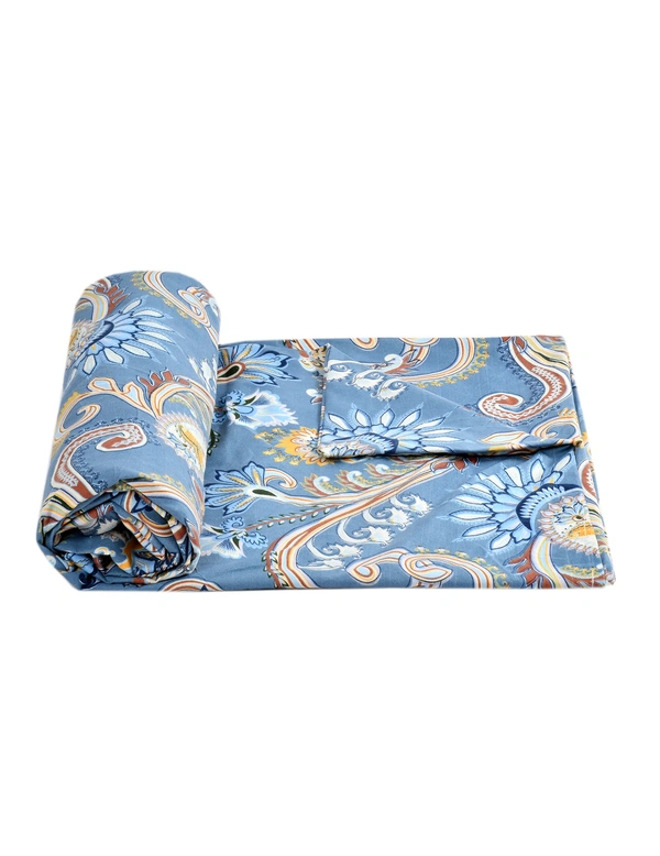 MORADO Glace Cotton Single / Duvet Cover / Rajai Cover / Blanket Cover with Zipper (60x90 Inches, Offwhite Blue) - 60x90 Inches, Blue