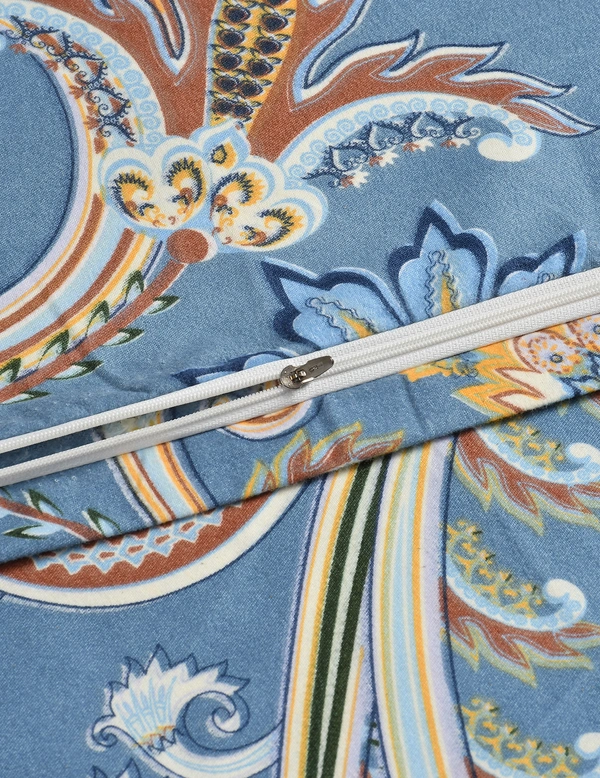 MORADO Glace Cotton Single / Duvet Cover / Rajai Cover / Blanket Cover with Zipper (60x90 Inches, Offwhite Blue) - 60x90 Inches, Blue