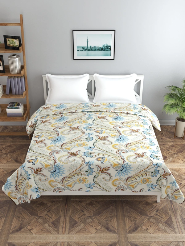 MORADO Glace Cotton Double / Duvet Cover / Rajai Cover / Blanket Cover with Zipper (90x100 Inches, Offwhite) - 90x100 Inches, Blue