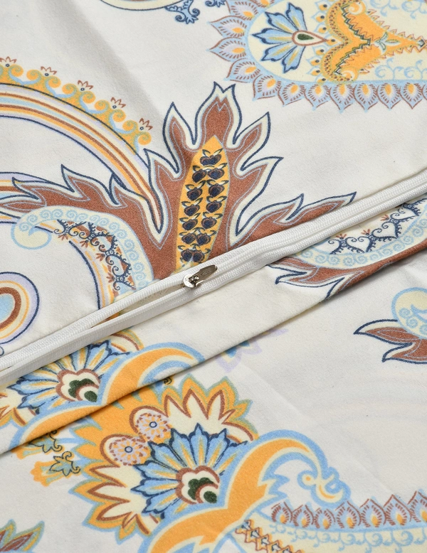 MORADO Glace Cotton Double / Duvet Cover / Rajai Cover / Blanket Cover with Zipper (90x100 Inches, Offwhite) - 90x100 Inches, Blue