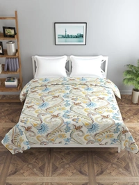 MORADO Glace Cotton Double / Duvet Cover / Rajai Cover / Blanket Cover with Zipper (90x100 Inches, Offwhite) - 90x100 Inches, Blue