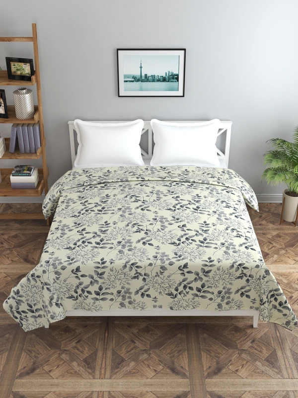 MORADO Glace cotton Double / Duvet Cover / Rajai Cover / Blanket Cover with Zipper (90x100 Inches, Offwhite Black) - 90x100 Inches, Offwhite