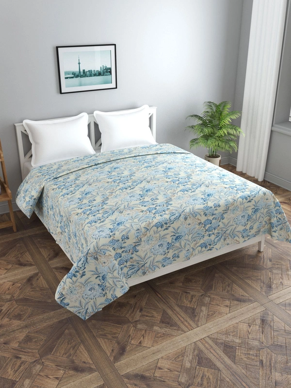 MORADO Glace Cotton Double Duvet Cover/Rajai Cover/Blanket Cover with Zipper (90x100 Inches) - 90x100 Inches, Blue