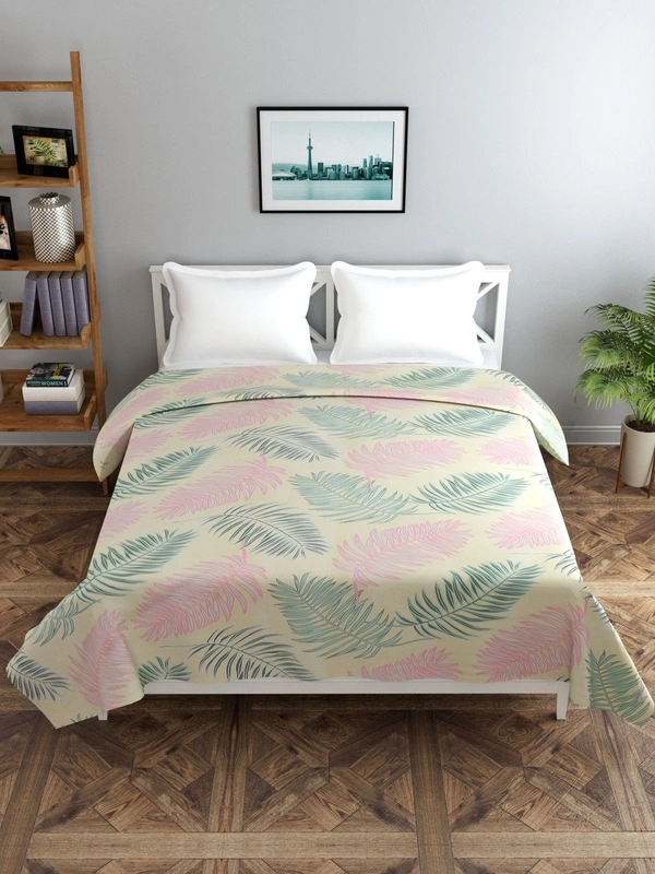 MORADO Glace Cotton Double Duvet Cover/Rajai Cover/Blanket Cover with Zipper (90x100 Inches) - 90x100 Inches, Light Green