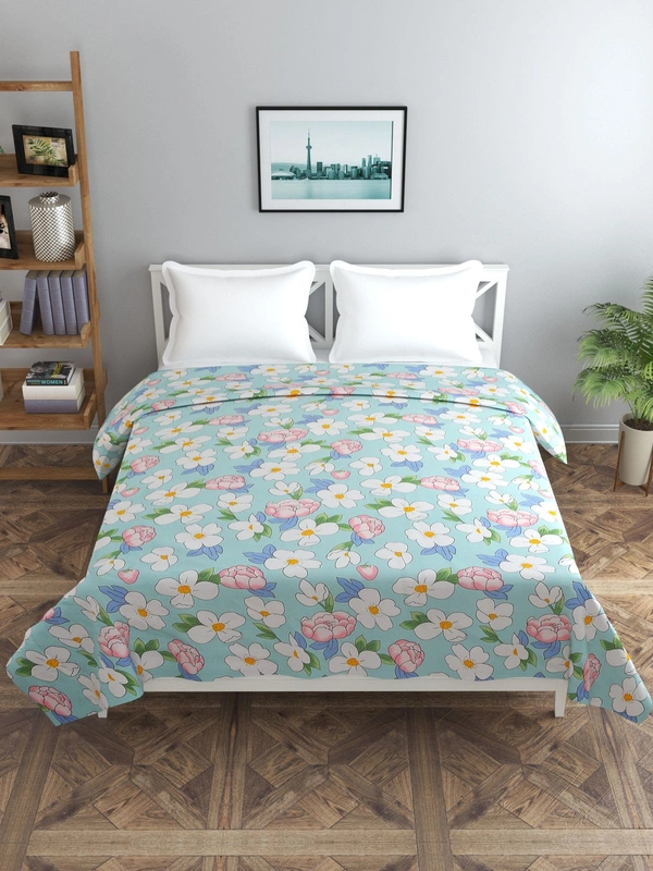 MORADO Glace Cotton Double Duvet Cover/Rajai Cover/Blanket Cover with Zipper (90x100 Inches) - 90x100 Inches, Sky Blue