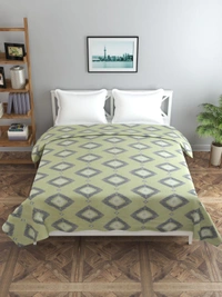 MORADO Glace Cotton Double Duvet Cover/Rajai Cover/Blanket Cover with Zipper (90x100 Inches) - 90x100 Inches, Green
