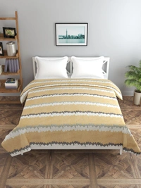 MORADO Glace Cotton Double Duvet Cover/Rajai Cover/Blanket Cover with Zipper (90x100 Inches, Brown Zig Zag) - 90x100 Inches, Brown