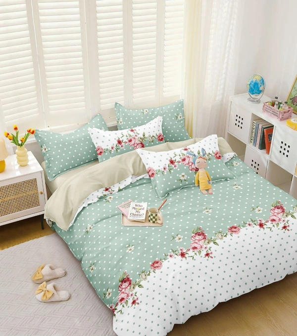 MORADO Glace Cotton Double Duvet Cover/Rajai Cover/Blanket Cover with Zipper (90x100 Inches) - 90x100 Inches, Green