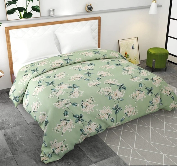 MORADO Glace Cotton Printed Reversible 150 GSM AC Comforter/Quilt/Blanket For Double Bed (90x100 Inches) - 90x100 inches, Green