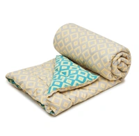 MORADO Glace Cotton Printed Reversible 150 GSM AC Comforter/Quilt/Blanket for Double Bed (90x100 Inches) - 90x100 Inches, Green Beige