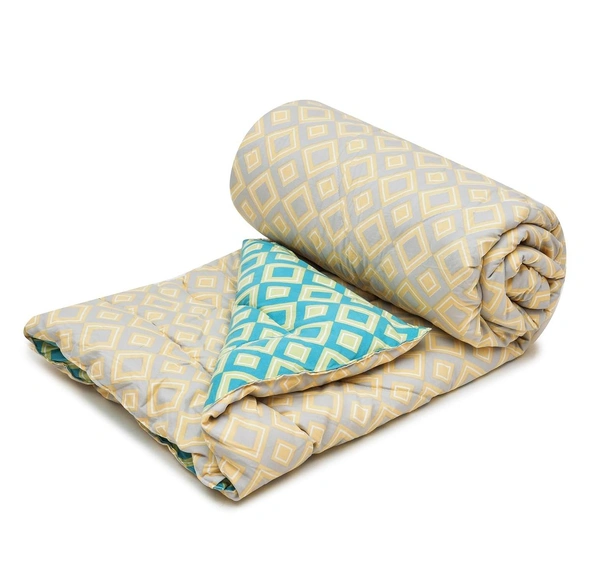 MORADO Glace Cotton Printed Reversible 150 GSM AC Comforter/Quilt/Blanket for Double Bed (90x100 Inches) - 90x100 Inches, Green Beige