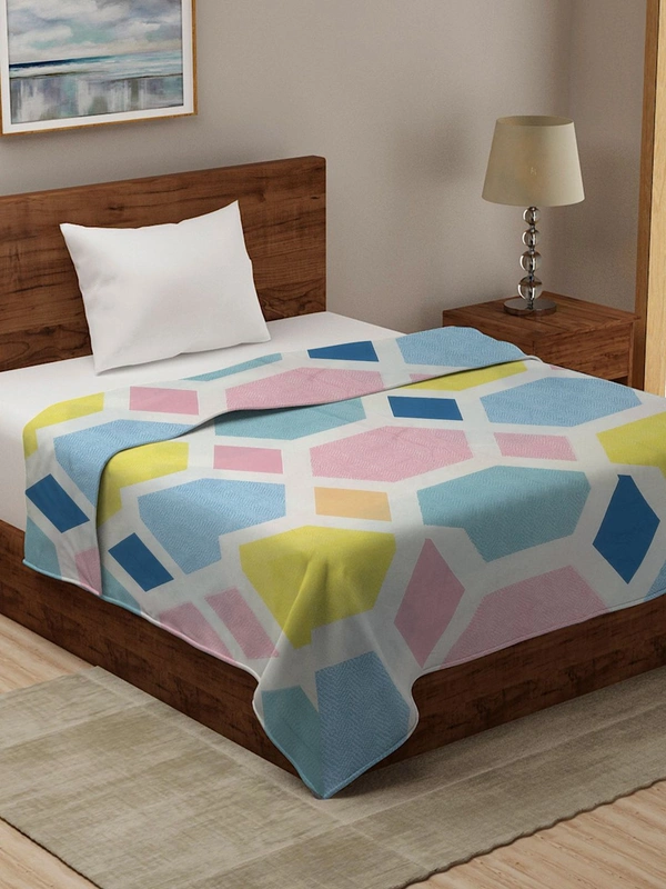 MORADO Glace Cotton Single Bed Size Quilt Cover / Duvet Cover / Rajai Cover / Blanket Cover with Zipper (60x90 Inches) - Multicolor