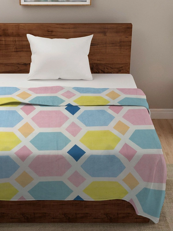 MORADO Glace Cotton Single Bed Size Quilt Cover / Duvet Cover / Rajai Cover / Blanket Cover with Zipper (60x90 Inches) - Multicolor