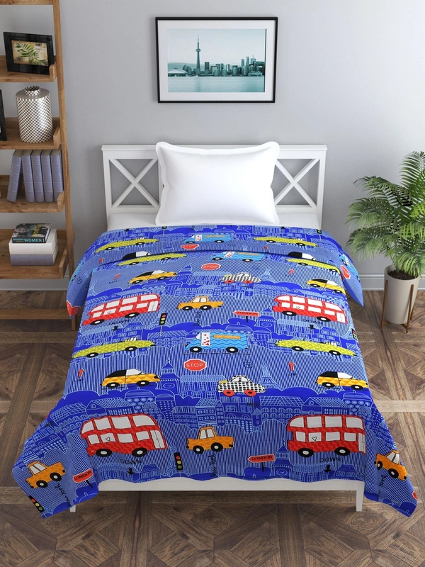 MORADO Glace Cotton Single Bed Size Quilt Cover / Duvet Cover / Rajai Cover / Blanket Cover with Zipper (60x90 Inches) - Blue