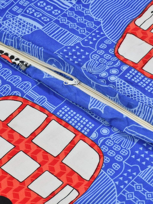 MORADO Glace Cotton Single Bed Size Quilt Cover / Duvet Cover / Rajai Cover / Blanket Cover with Zipper (60x90 Inches) - Blue