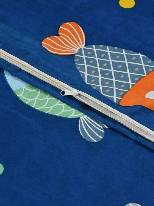 MORADO Glace Cotton Single Bed Size Quilt Cover / Duvet Cover / Rajai Cover / Blanket Cover with Zipper (60x90 Inches) - Blue