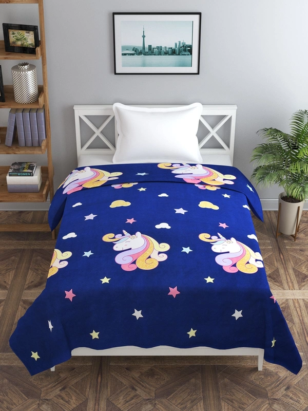 MORADO Glace Cotton Single Bed Size Quilt Cover / Duvet Cover / Rajai Cover / Blanket Cover with Zipper (60x90 Inches) - Blue