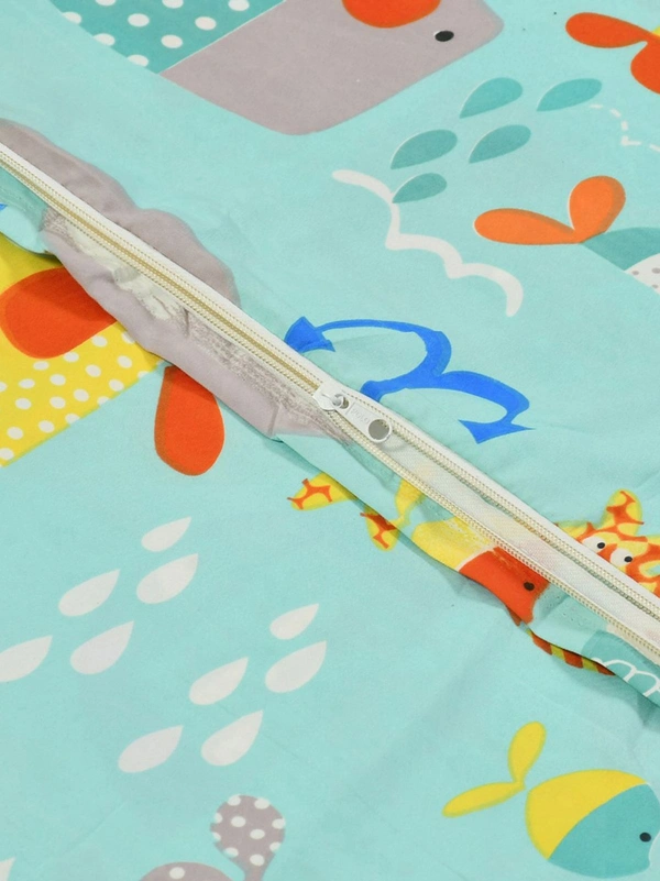 MORADO Glace Cotton Single Bed Size Quilt Cover / Duvet Cover / Rajai Cover / Blanket Cover with Zipper (60x90 Inches) - Blue