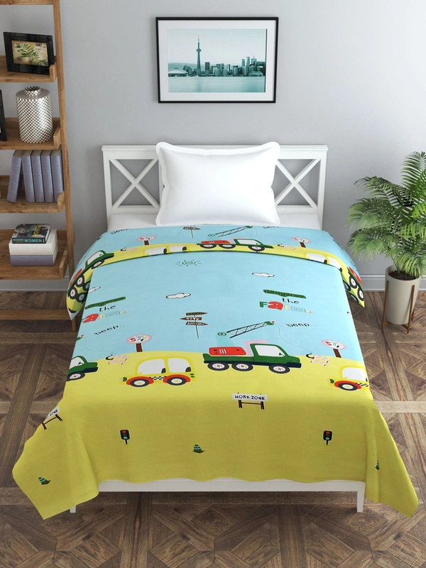 MORADO Glace Cotton Single Bed Size Quilt Cover / Duvet Cover / Rajai Cover / Blanket Cover with Zipper (60x90 Inches) - Yellow