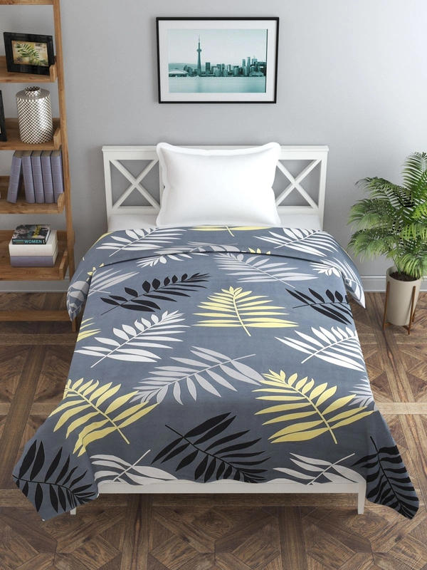 MORADO Glace Cotton Single Bed Size Quilt Cover / Duvet Cover / Rajai Cover / Blanket Cover with Zipper (60x90 Inches) - Grey