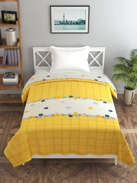 MORADO Glace Cotton Single Bed Size Quilt Cover / Duvet Cover / Rajai Cover / Blanket Cover with Zipper (60x90 Inches) - Yellow