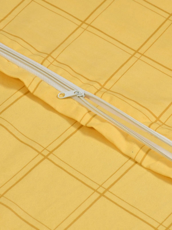 MORADO Glace Cotton Single Bed Size Quilt Cover / Duvet Cover / Rajai Cover / Blanket Cover with Zipper (60x90 Inches) - Yellow