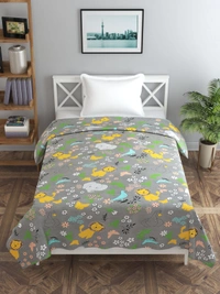 MORADO Glace Cotton Single Bed Size Quilt Cover / Duvet Cover / Rajai Cover / Blanket Cover with Zipper (60x90 Inches) - Brown