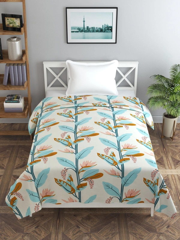 MORADO Glace Cotton Single Bed Size Quilt Cover / Duvet Cover / Rajai Cover / Blanket Cover with Zipper (60x90 Inches) - Green