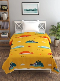 MORADO Glace Cotton Single Bed Size Quilt Cover / Duvet Cover / Rajai Cover / Blanket Cover with Zipper (60x90 Inches) - Yellow