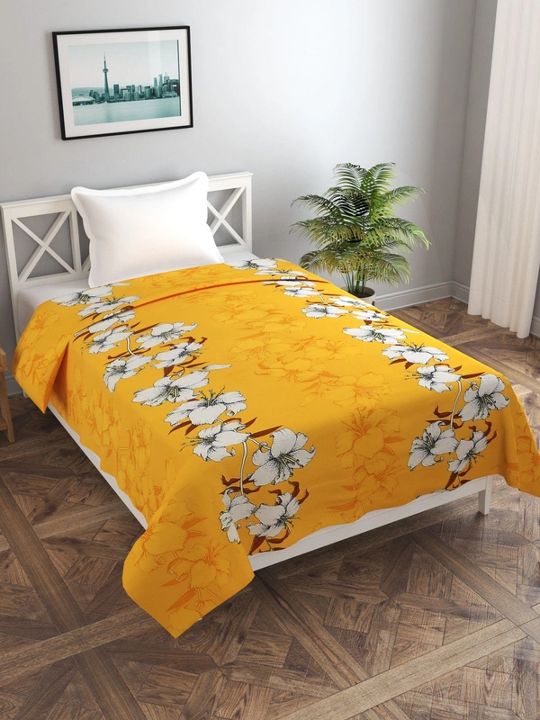 MORADO Glace Cotton Single Bed Size Quilt Cover / Duvet Cover / Rajai Cover / Blanket Cover with Zipper (60x90 Inches) - Mustard