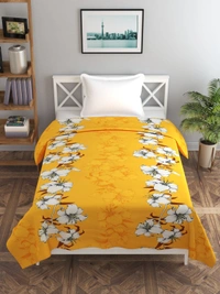 MORADO Glace Cotton Single Bed Size Quilt Cover / Duvet Cover / Rajai Cover / Blanket Cover with Zipper (60x90 Inches) - Mustard