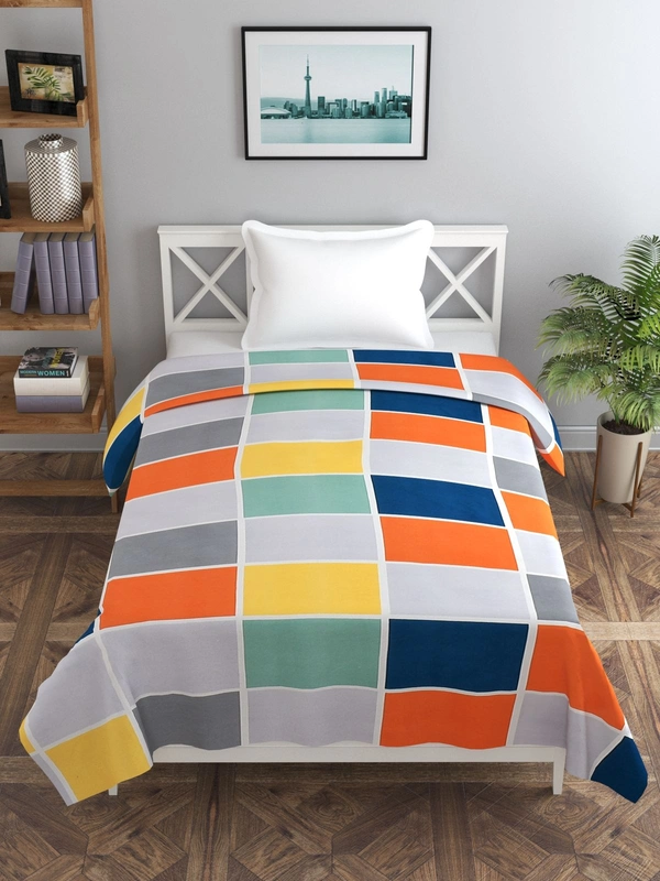 MORADO Glace Cotton Single Bed Size Quilt Cover / Duvet Cover / Rajai Cover / Blanket Cover with Zipper (60x90 Inches) - Multicolor