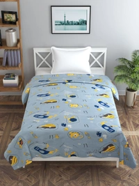 MORADO Glace Cotton Single Bed Size Quilt Cover / Duvet Cover / Rajai Cover / Blanket Cover with Zipper (60x90 Inches) - Blue