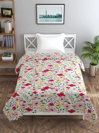 MORADO Glace Cotton Single Bed Size Quilt Cover / Duvet Cover / Rajai Cover / Blanket Cover with Zipper (60x90 Inches) - Pink