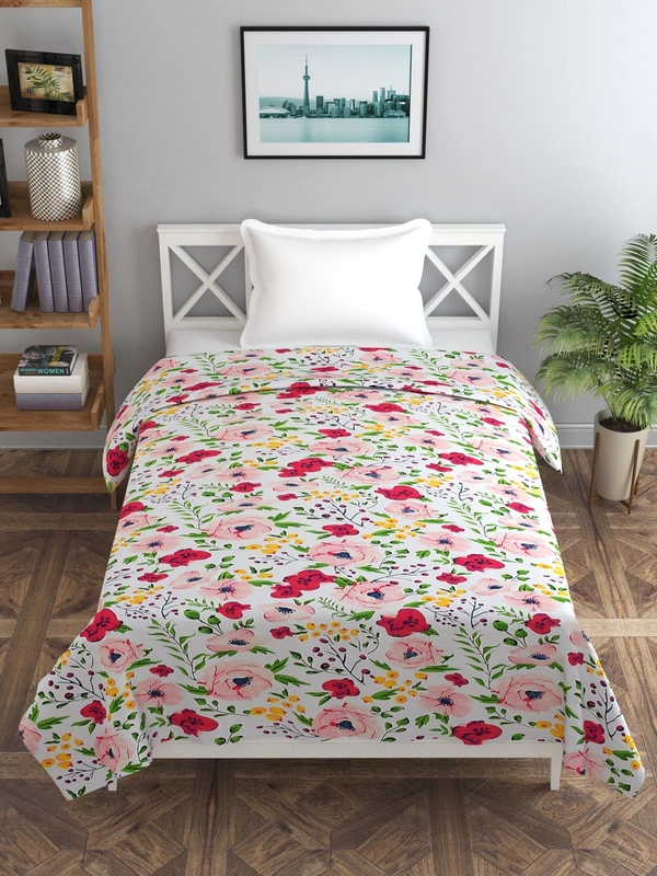 MORADO Glace Cotton Single Bed Size Quilt Cover / Duvet Cover / Rajai Cover / Blanket Cover with Zipper (60x90 Inches) - Pink