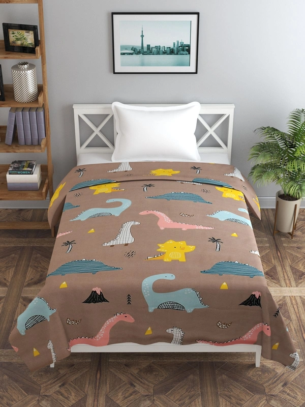 MORADO Glace Cotton Single Bed Size Quilt Cover / Duvet Cover / Rajai Cover / Blanket Cover with Zipper (60x90 Inches) - Brown