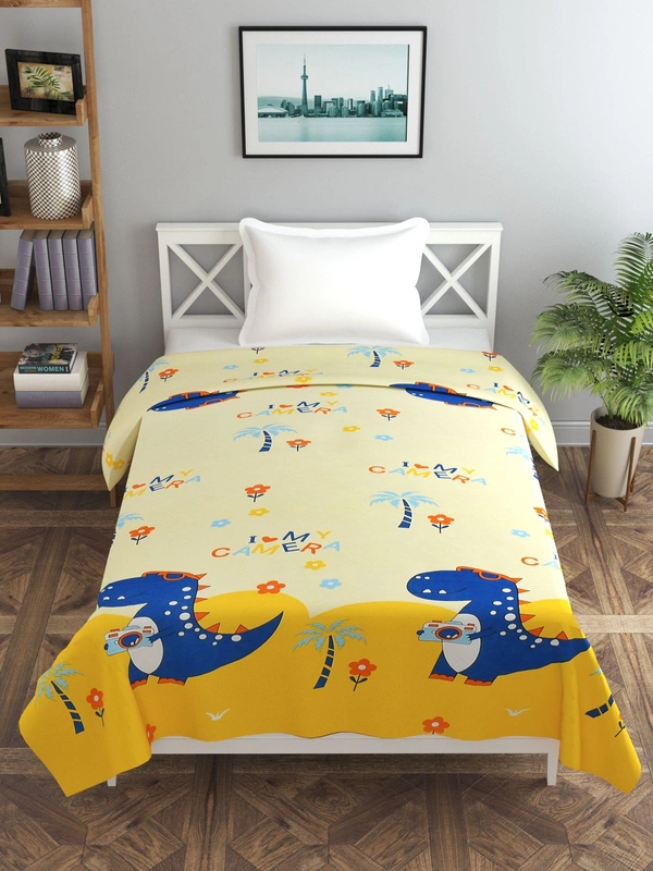 MORADO Glace Cotton Single Bed Size Quilt Cover / Duvet Cover / Rajai Cover / Blanket Cover with Zipper (60x90 Inches) - Yellow