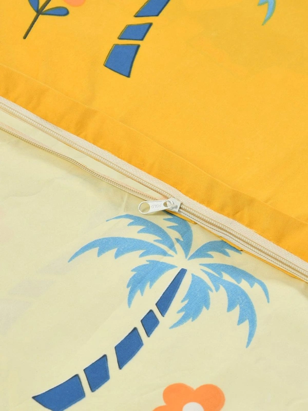 MORADO Glace Cotton Single Bed Size Quilt Cover / Duvet Cover / Rajai Cover / Blanket Cover with Zipper (60x90 Inches) - Yellow