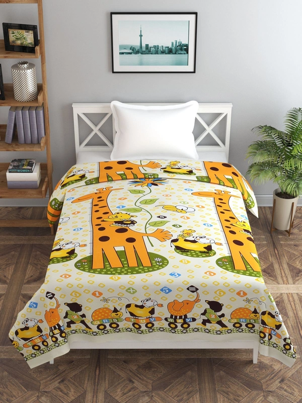 MORADO Glace Cotton Single Bed Size Quilt Cover / Duvet Cover / Rajai Cover / Blanket Cover with Zipper (60x90 Inches) - Yellow