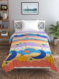 MORADO Glace Cotton Single Bed Size Quilt Cover / Duvet Cover / Rajai Cover / Blanket Cover with Zipper (60x90 Inches) - Multicolor