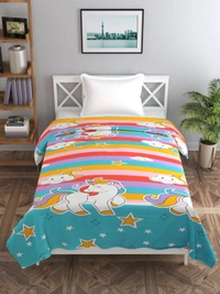 MORADO Glace Cotton Single Bed Size Quilt Cover / Duvet Cover / Rajai Cover / Blanket Cover with Zipper (60x90 Inches) - Multicolor