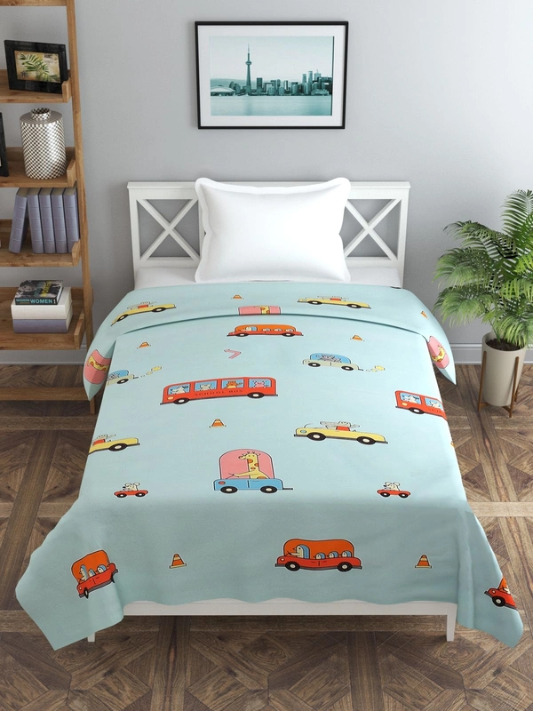 MORADO Glace Cotton Single Bed Size Quilt Cover / Duvet Cover / Rajai Cover / Blanket Cover with Zipper (60x90 Inches) - Blue