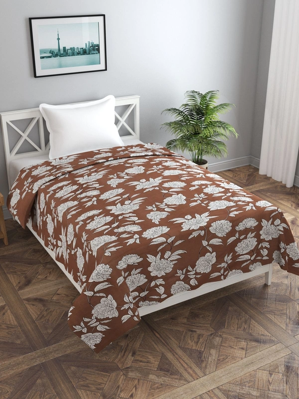 MORADO Glace Cotton Single Bed Size Quilt Cover / Duvet Cover / Rajai Cover / Blanket Cover With Zipper (60x90 Inches) - 60x90 Inches, Coffee