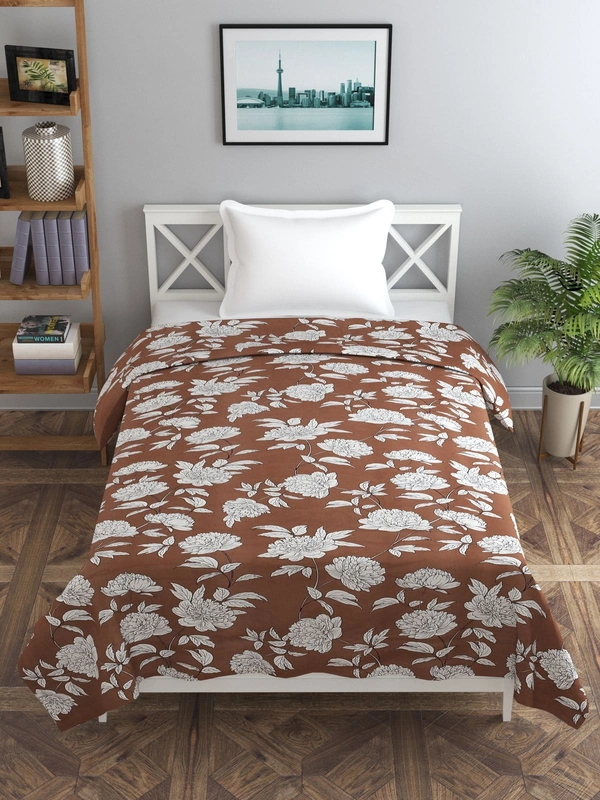 MORADO Glace Cotton Single Bed Size Quilt Cover / Duvet Cover / Rajai Cover / Blanket Cover With Zipper (60x90 Inches) - 60x90 Inches, Coffee